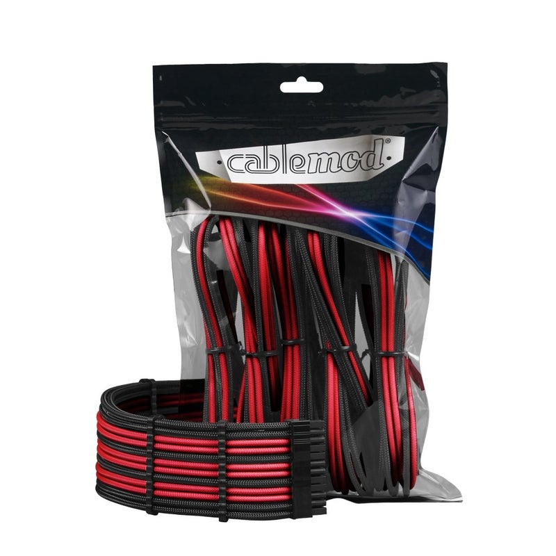 CableMod Pro ModMesh Sleeved Cable Extension Kit (Black + Red) - Image 1